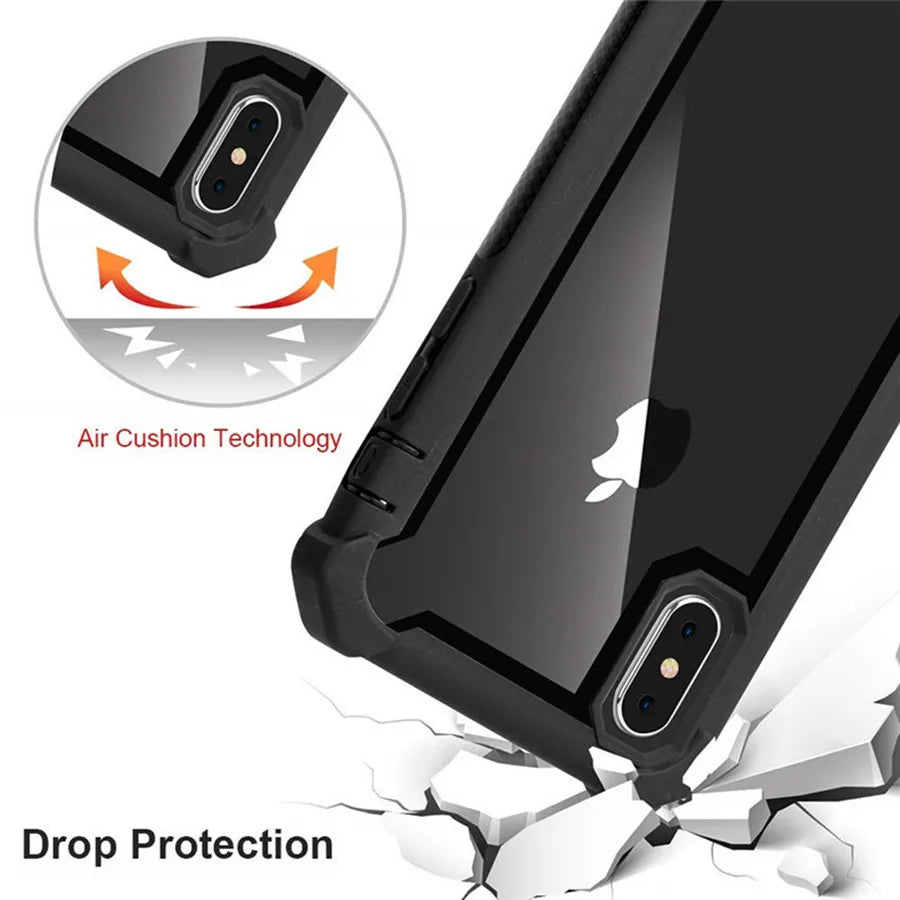 Transparent Phone Case For iPhone 17 Pro 15 14 13 12 11 16 XS 7 8 Plus SE 2022 Hybrid Rugged Anti Shock Doom Armor Cover Cases