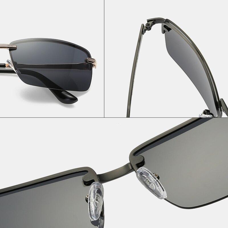Classic Retro Rimless Sunglasses Men Polarized Gold Men's Shades