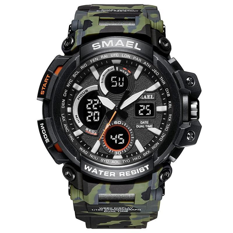 Army Green Sport Waterproof 50M Men Watches With LED Digital