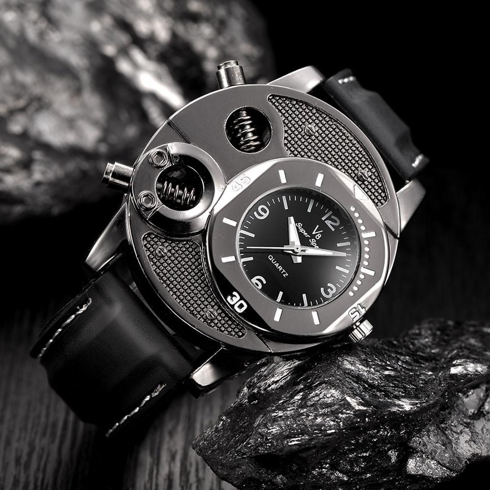 Men's Leather Watch Hardlex Glass