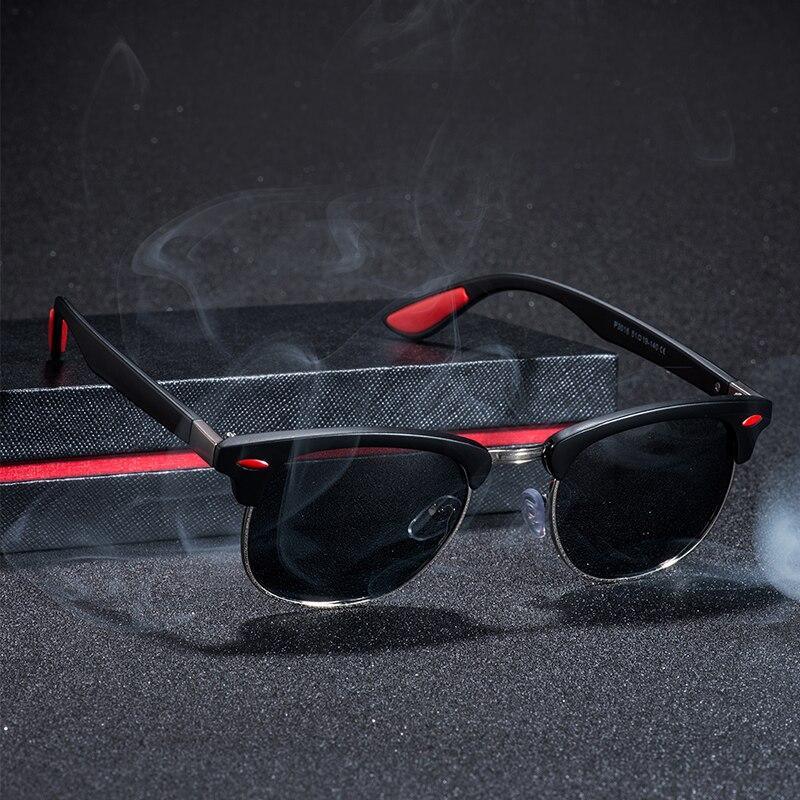 Retro Polarized Men's Sunglasses UV400 Square Half Metal Frame