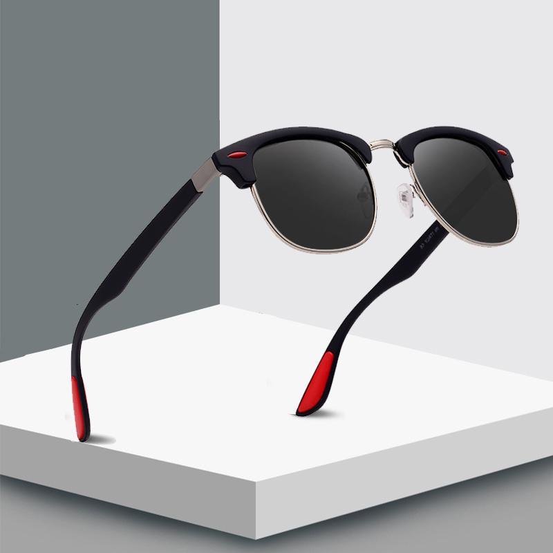 Retro Polarized Men's Sunglasses UV400 Square Half Metal Frame