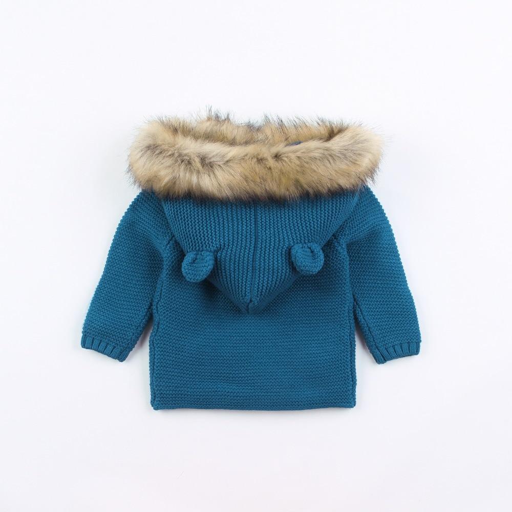 Modern Winter Warm Knit Cardigan Long Sleeve Hooded Sweaters for Newborn Infant Jacket And Coat Combination Clotes