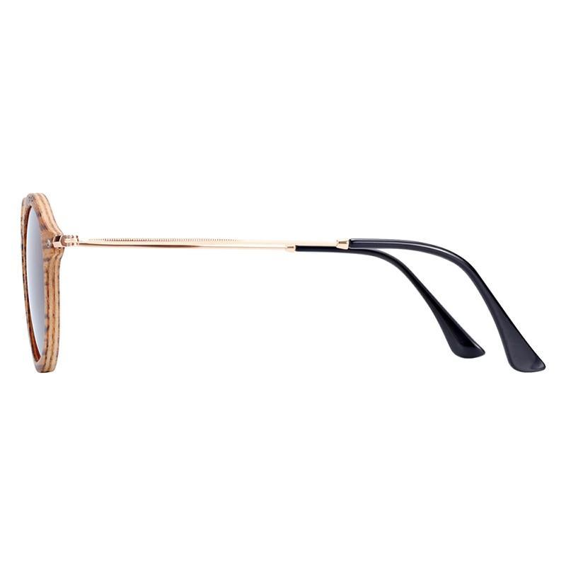 Zebra Wood Sunglasses Handmade Round Polarized Eyewear