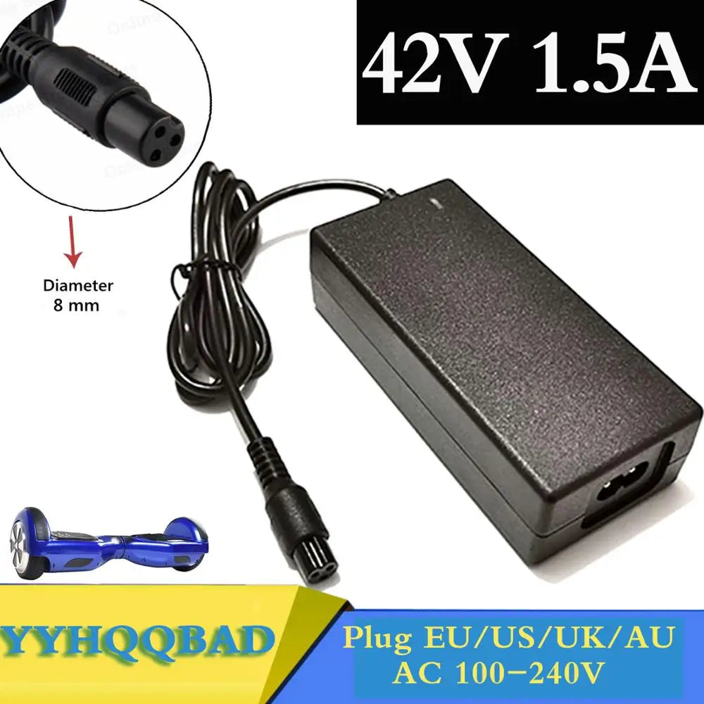 42V 1.5A Universal Battery Charger Hoverboard for Self-Balancing Scooter 100-240VAC Power Supply Free Shipping