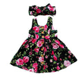 Modern Elegant Baby Girls Kids Summer Floral Dress Princess Party Sleeveless Dresses Headband 2pcs 0-4Y For Party In Flowers Modern Design With Bow
