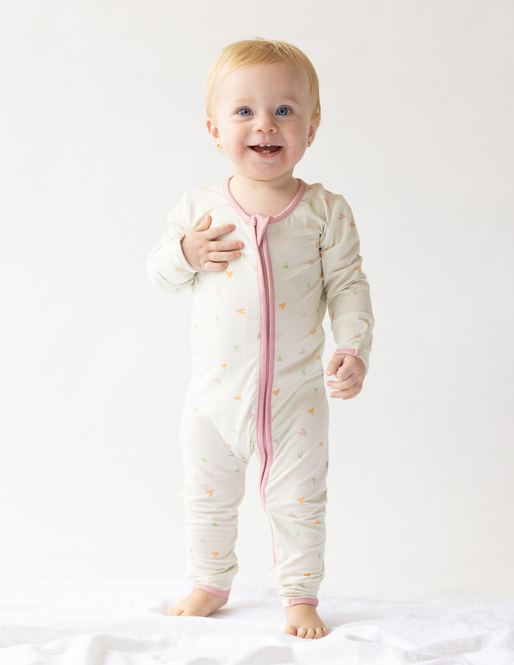 Heart Bamboo Convertible Footed Onesie
