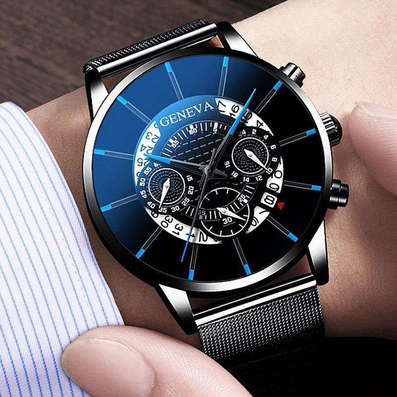 Men's Watch Stainless Steel Calendar Quartz Wristwatch Men Sports