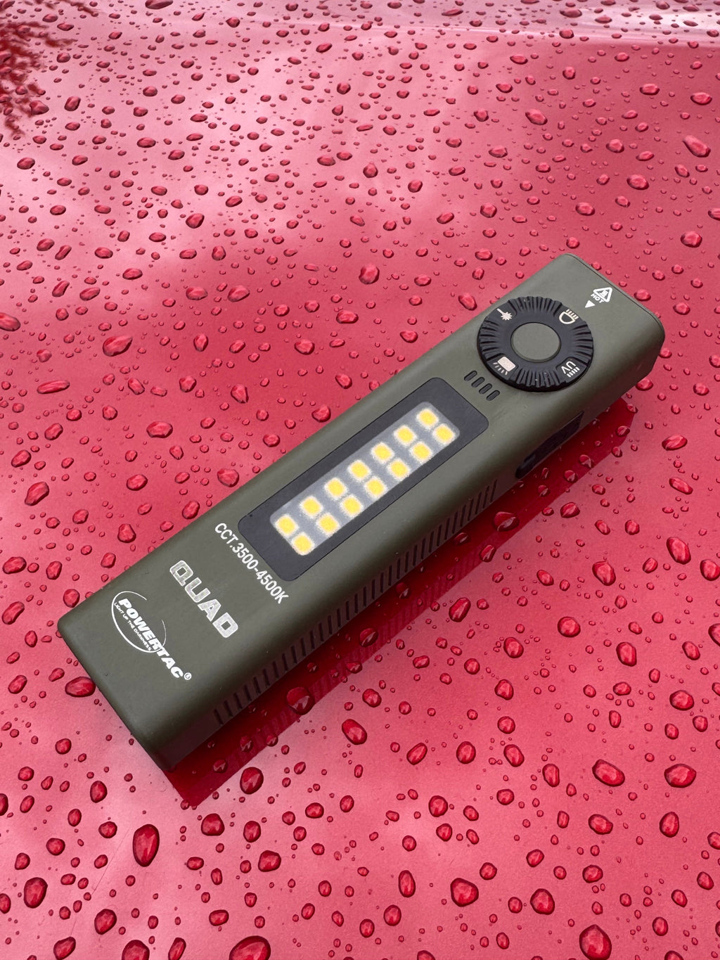 POWERTAC QUAD 2000 Lumen Flashlight | 4-in-1 Flat Design | USB-C Rechargeable | Green Laser + UV + Warm Side Light | Brightest Multi-Beam Tactical Light