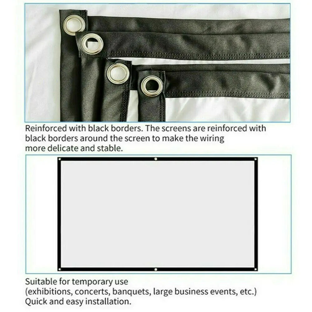 Portable Foldable Projector Screen 16:9 HD Outdoor Home Cinema
