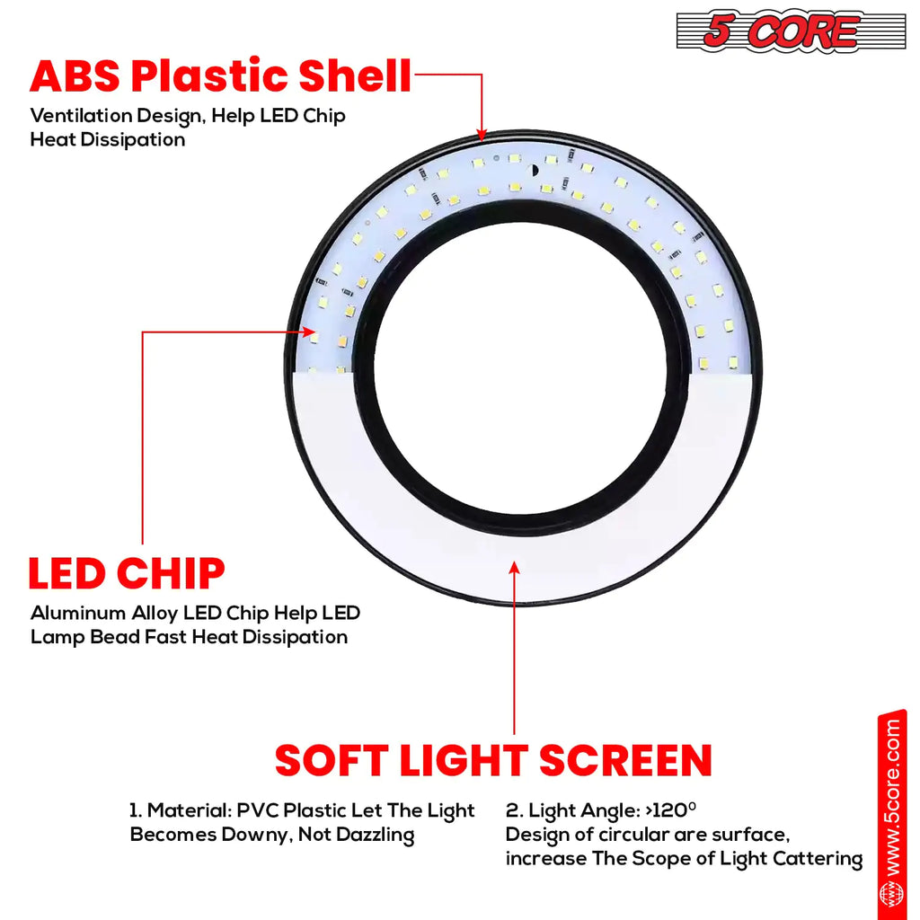 6 Ring Light Cell Phone Stand Adjustable Ring Light Angle LED