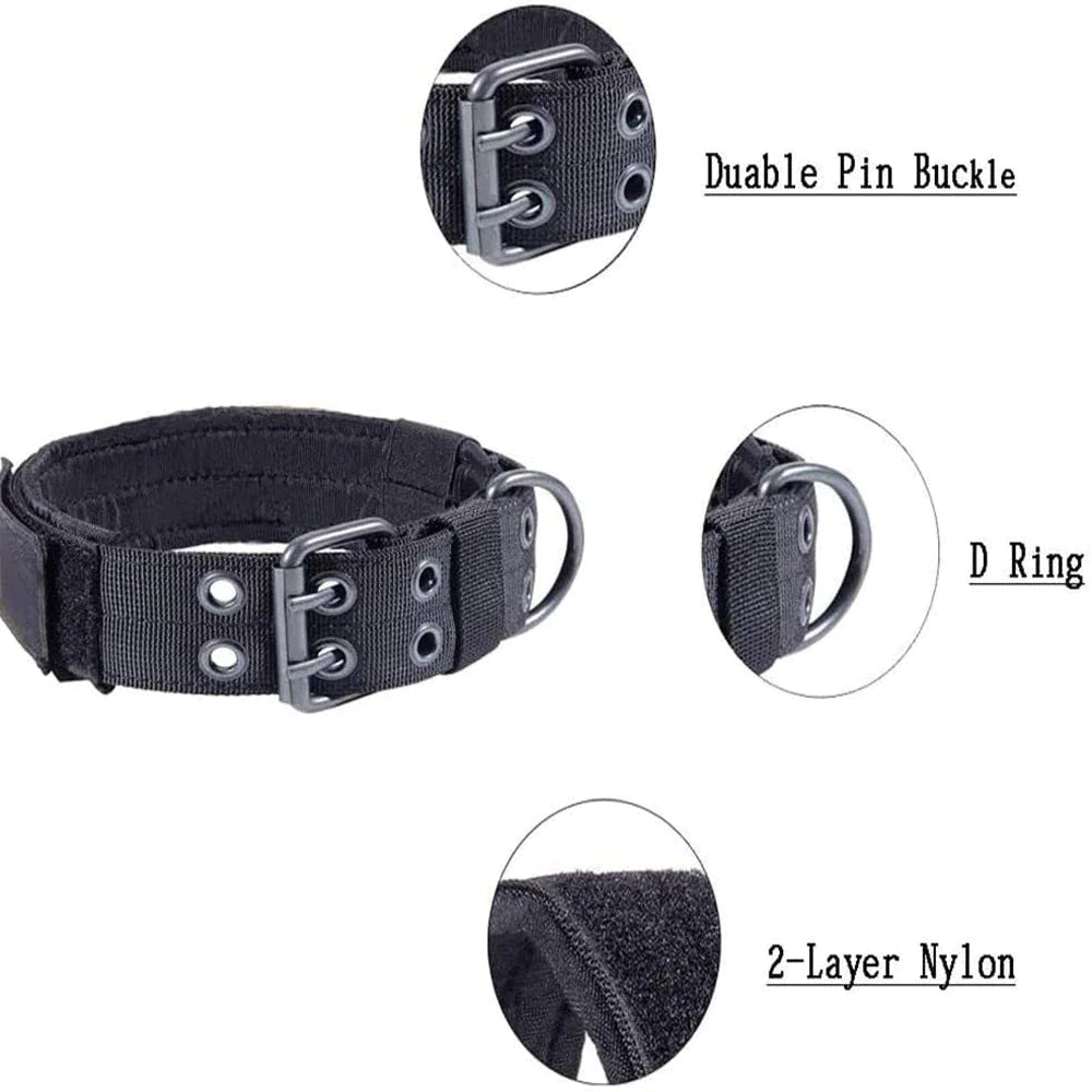 2" Tactical Heavy Duty Nylon Dog Collar K9 Military Metal Buckle