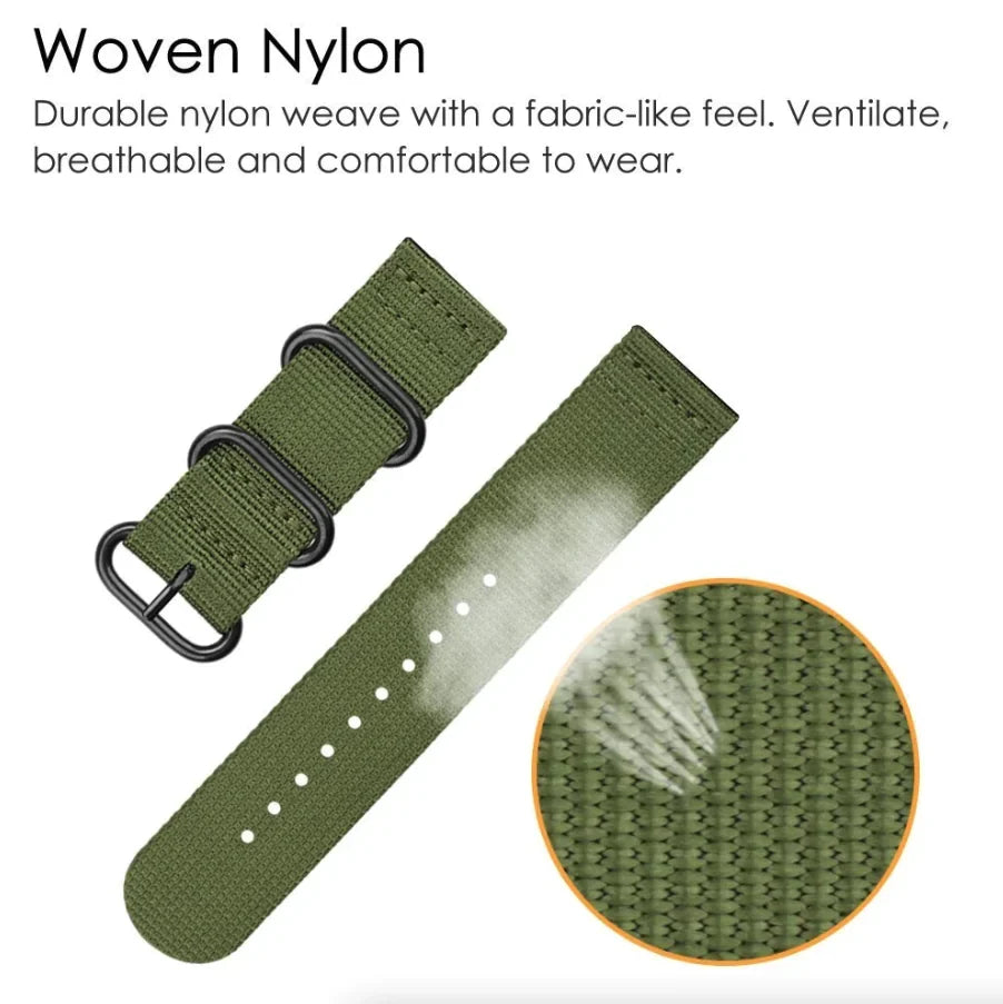 18mm 20mm 22mm Durable Military Woven Nylon Wrist Watch Band
