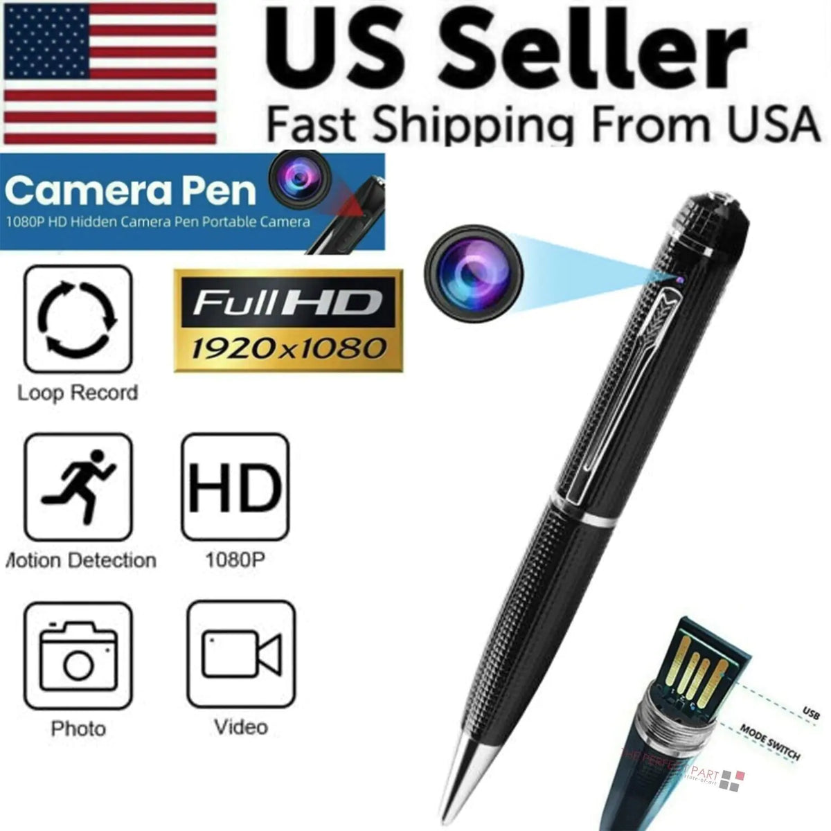 Hidden Cam Pocket Pen Camera 1080P HD Mini Body Video Recorder
