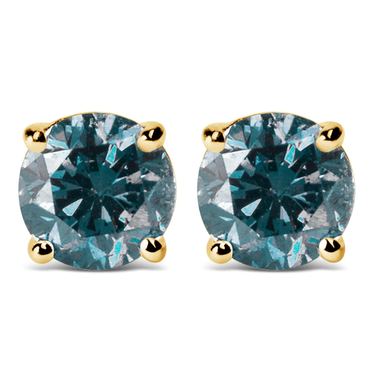 14K Gold Round Brilliant Cut Lab Grown Blue Diamond 4-prong