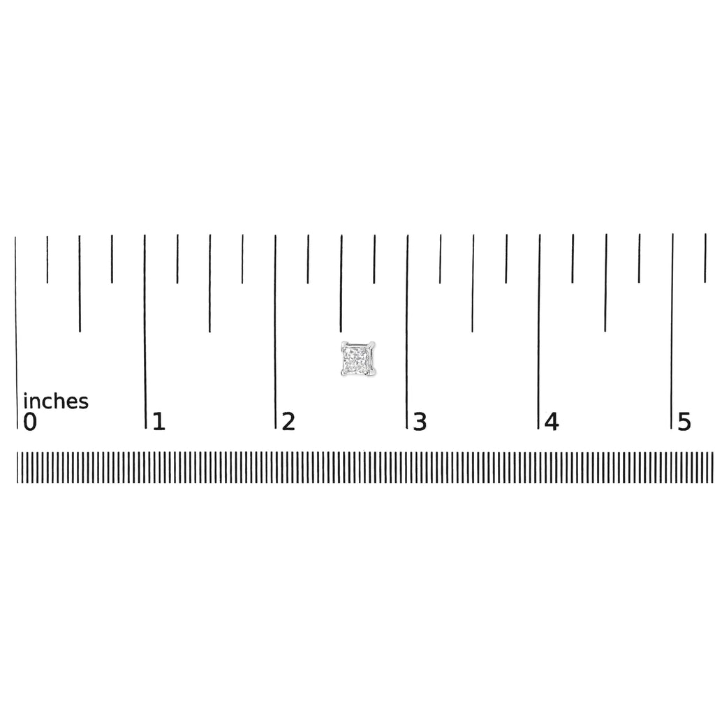 14K White Gold Princess Cut Lab-grown Diamond Solitaire Stud