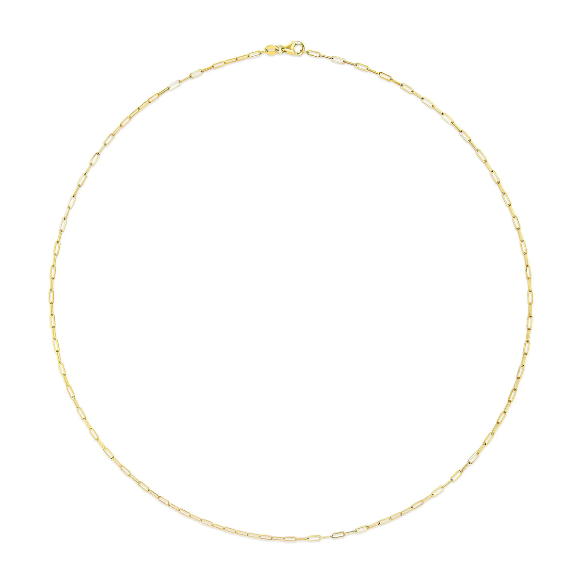 Unisex Solid 14K Gold 1.5mm Paperclip Chain Necklace - Length