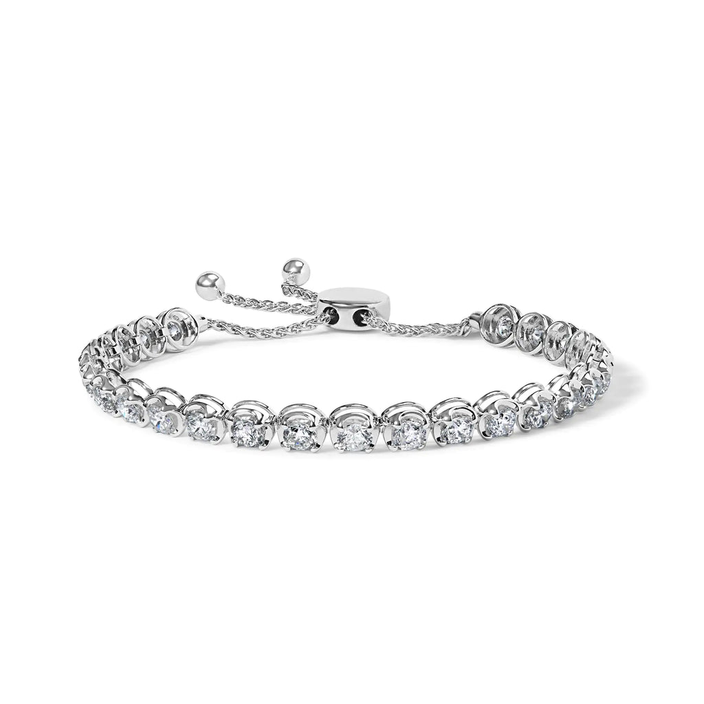 14K White Gold 6.00 Cttw Diamond 4”-10” Adjustable Bolo Tennis