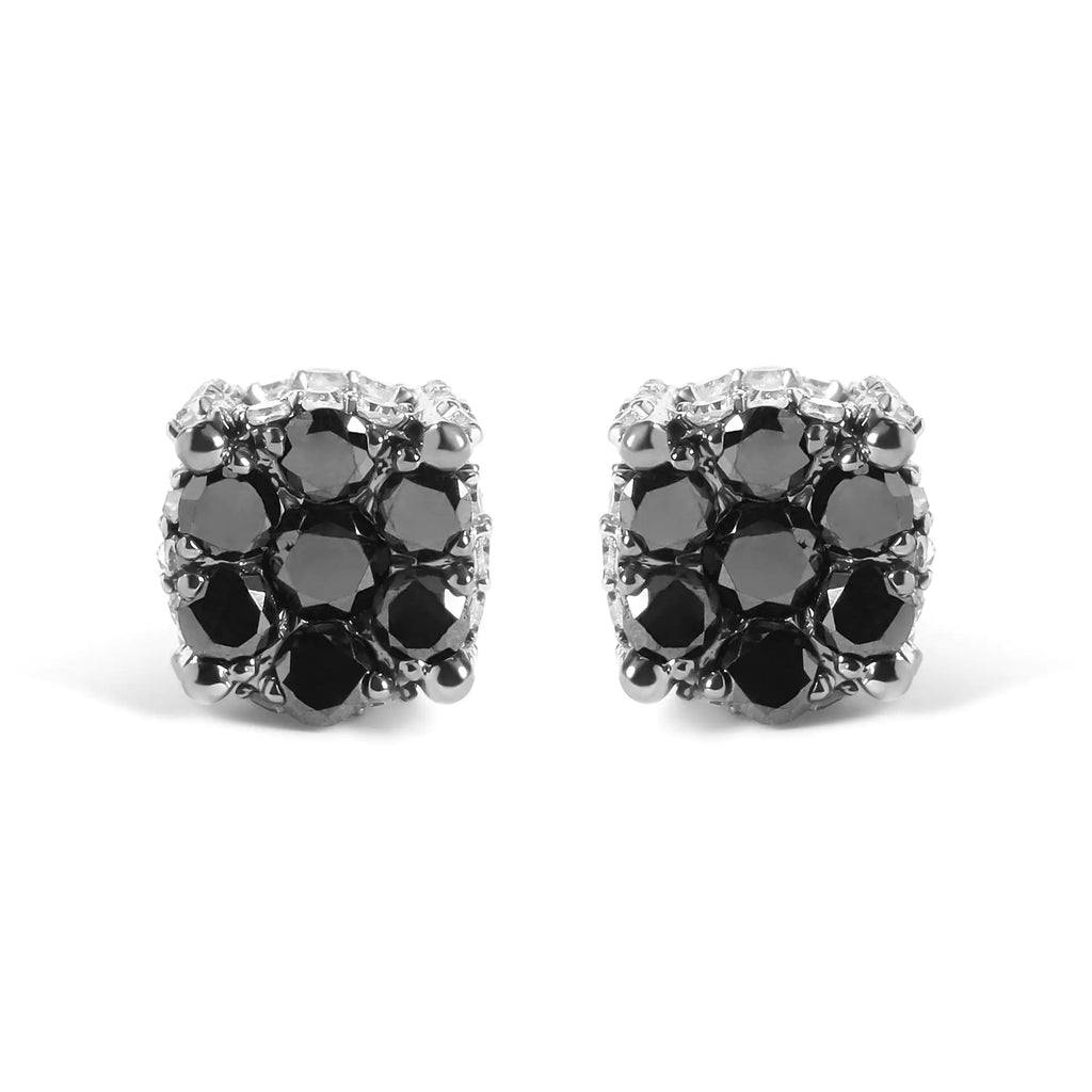 Men's 10K Yellow Gold 1.00 Cttw White Black Treated Diamond