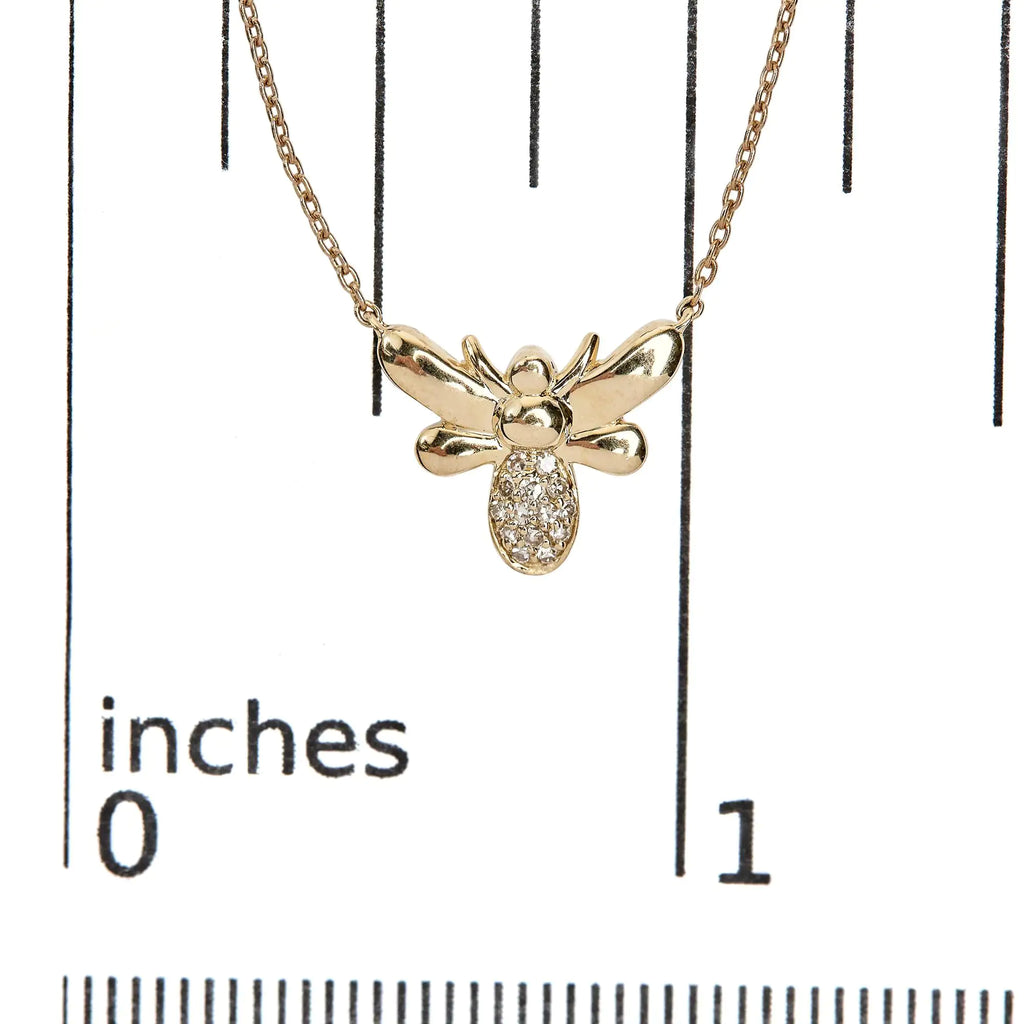 10K Yellow Gold Diamond Accented Bumble Bee Pendant 18" Necklace