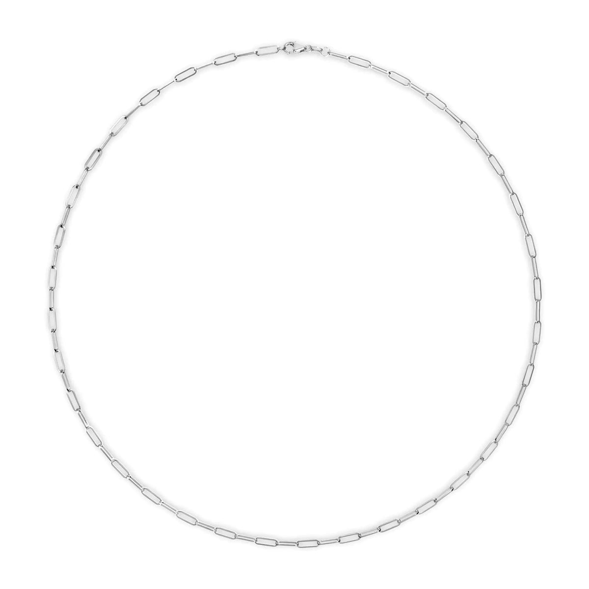 Unisex Solid 14K Gold 2.5mm Paperclip Chain Necklace