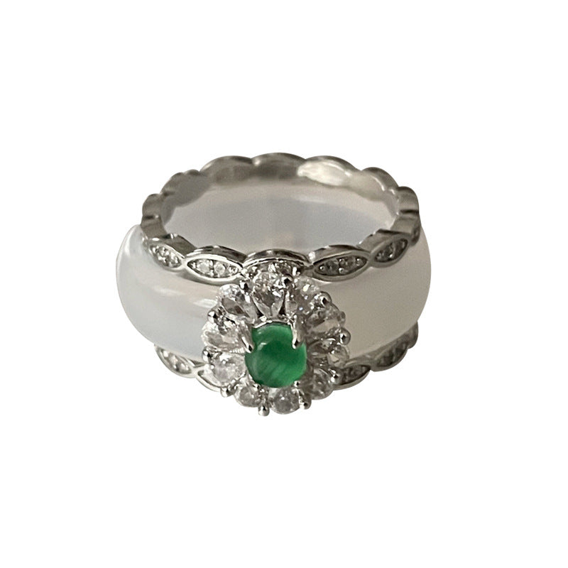 High-grade Green Cat's Eye Zircon Ring