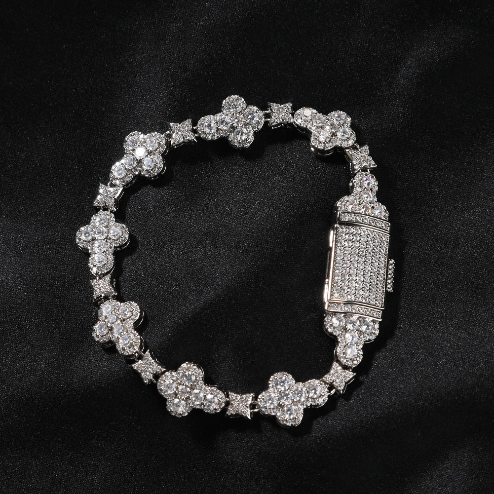 10mm Micro-inlaid Cruciate Flower Bracelet