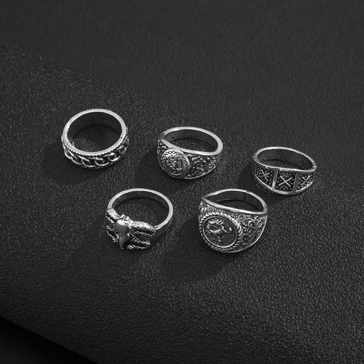 Totem Horse Flame Men's Ring Set
