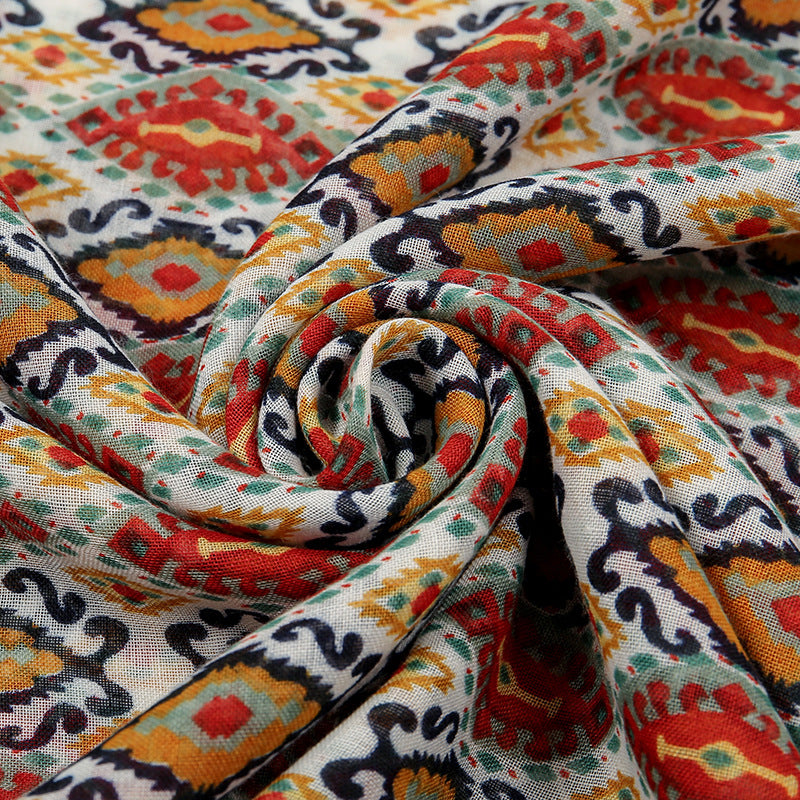 Voile Tassel Sun-proof Printed Scarf
