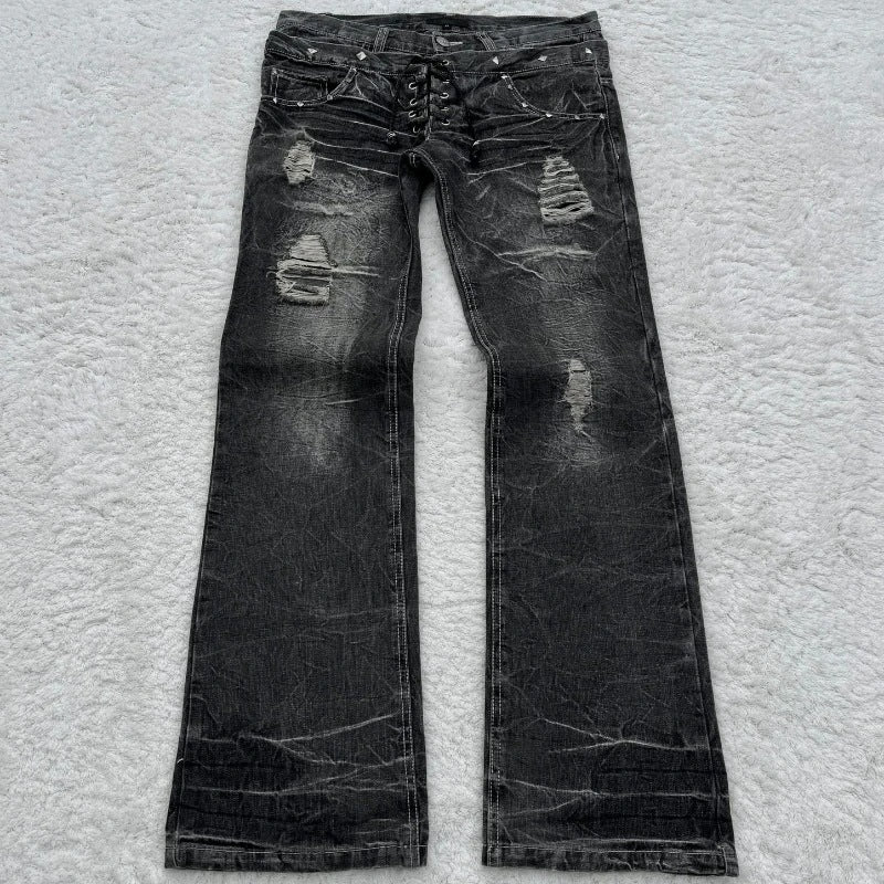Slightly Flared Double Waist Lace Pants