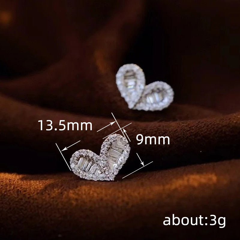 Love Heart Stud Earrings Simple And Compact