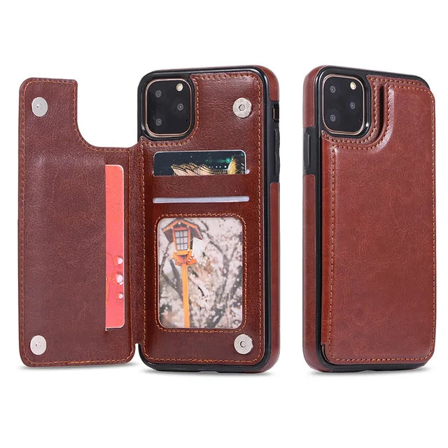 Leather Wallet Case iPhone Flip
