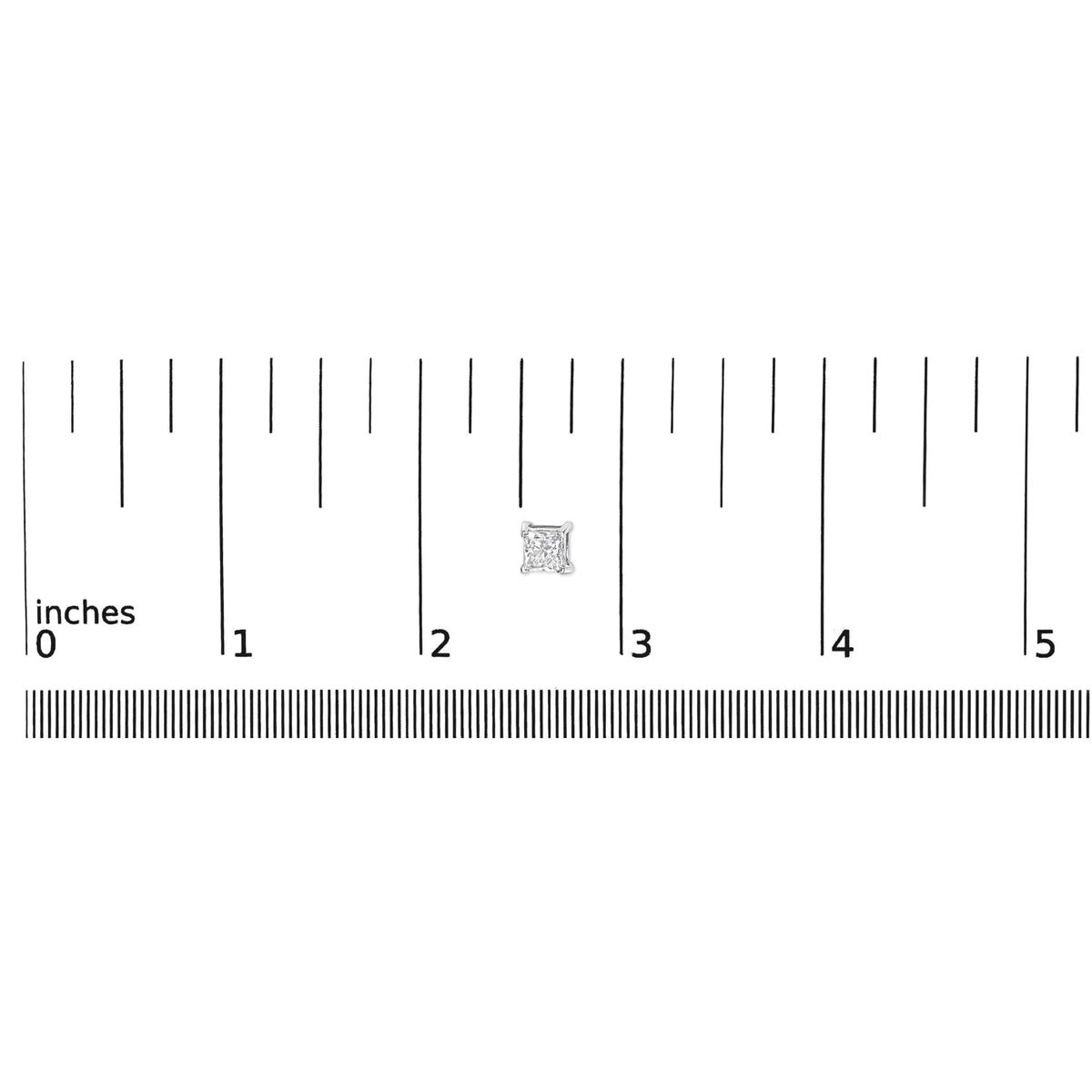14K White Gold Princess Cut Lab-grown Diamond Solitaire Stud