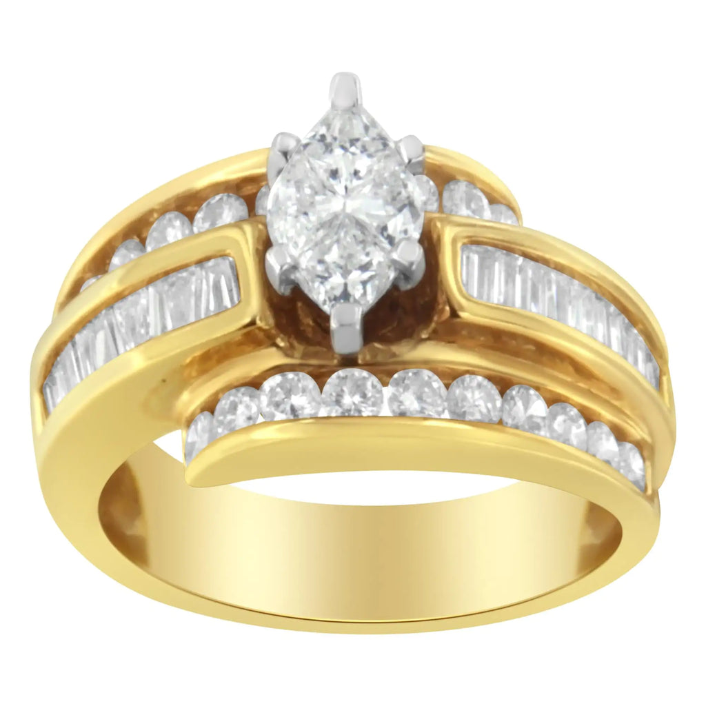 14KT Two-Tone Diamond Cocktail Ring