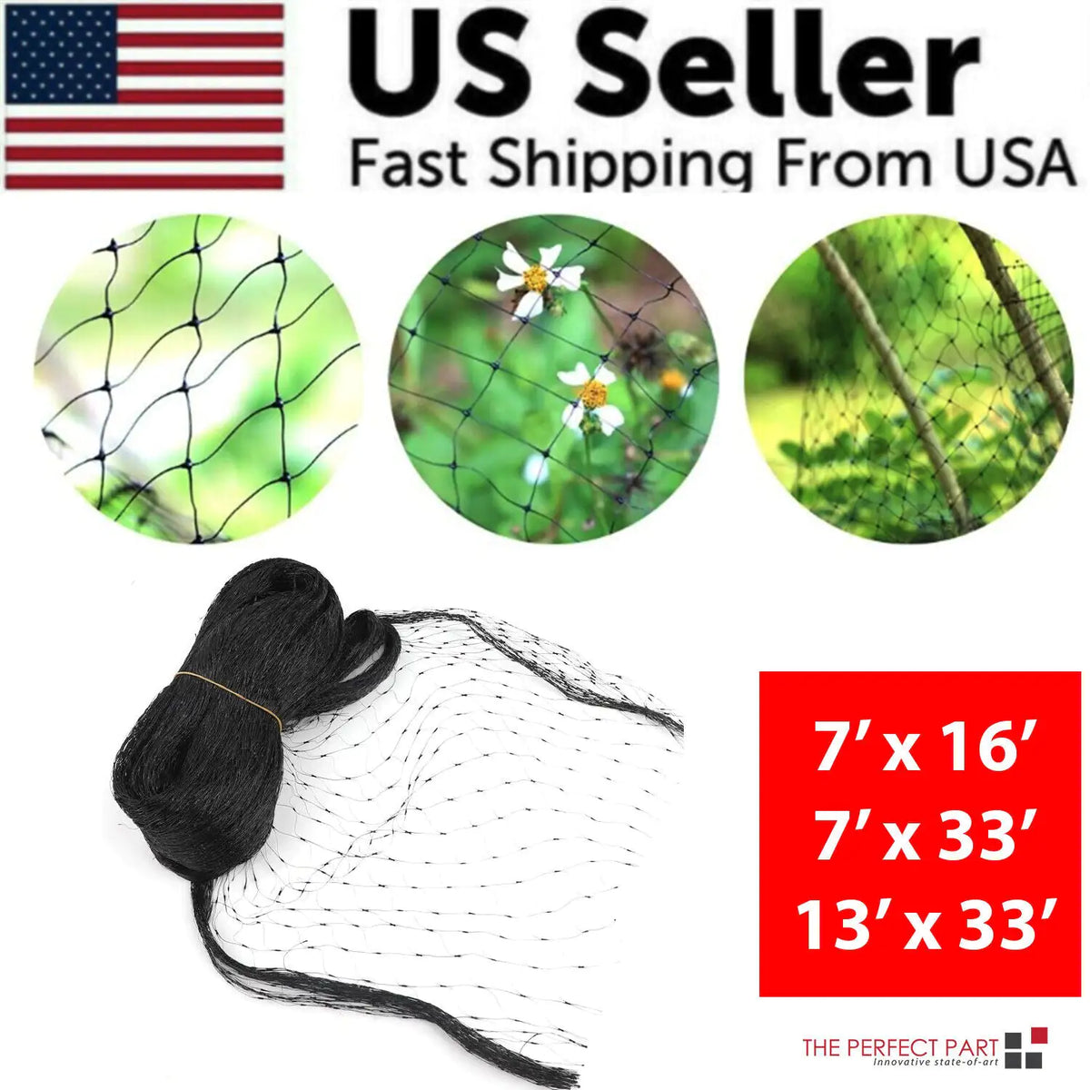 33FT Anti Bird Netting Pond Net Protection Tree Crops Plants
