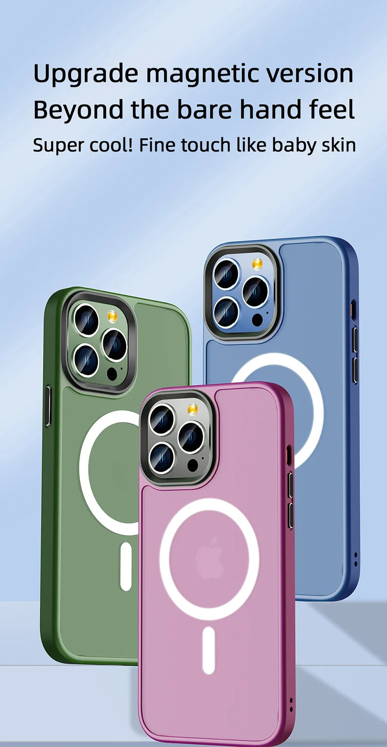 Matte Translucent Frosted Case For IPhone 18 16 15 14 13 11 12 17 Pro Max Plus Magnetic Case For Magsafe Wireless Charging Cover