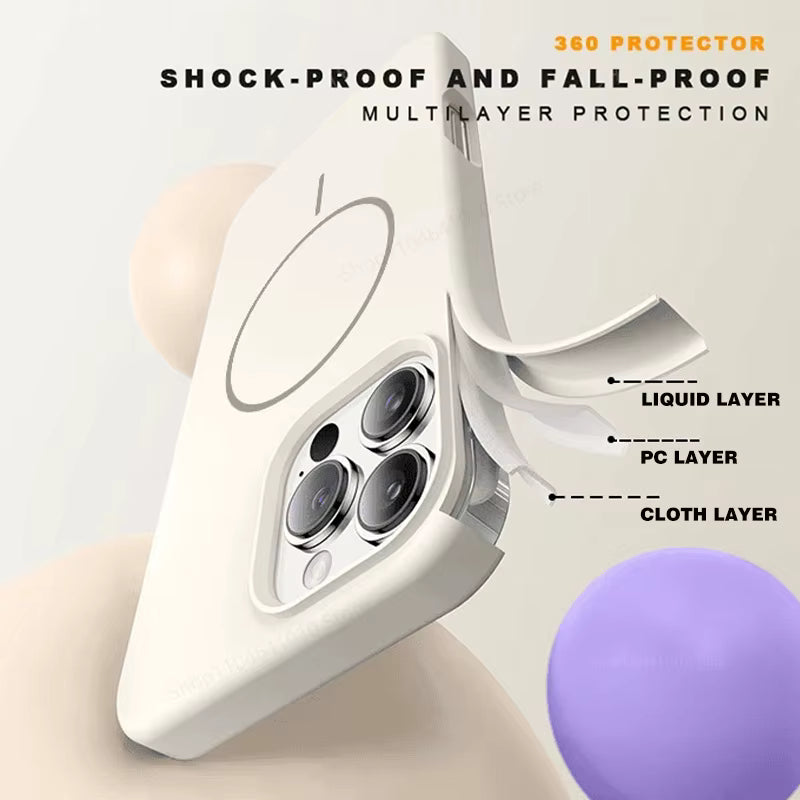 Magnetic Phone Case For iPhone 15 14 16 Plus 11 17 13 18 Pro Shockproof Silicone Cover Magsafe Wireless Charge Phone Accessories