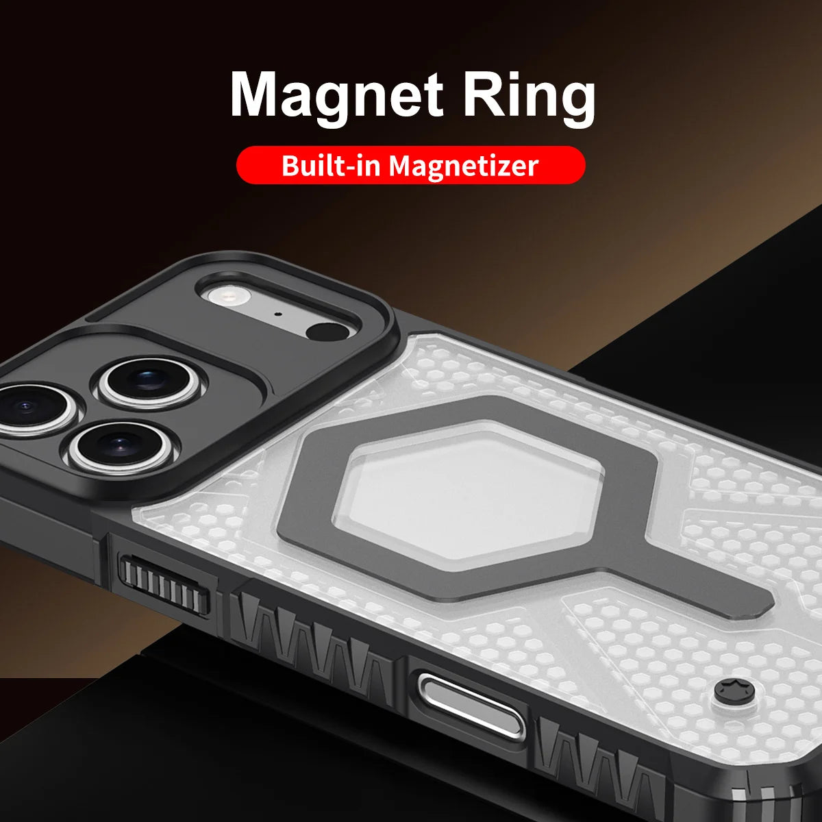 New Heavy Duty Anti-Slip Transparent Armor Magnetic Phone Case For iPhone 17 16 15 14 13Pro Max 11 Support Wireless Charge