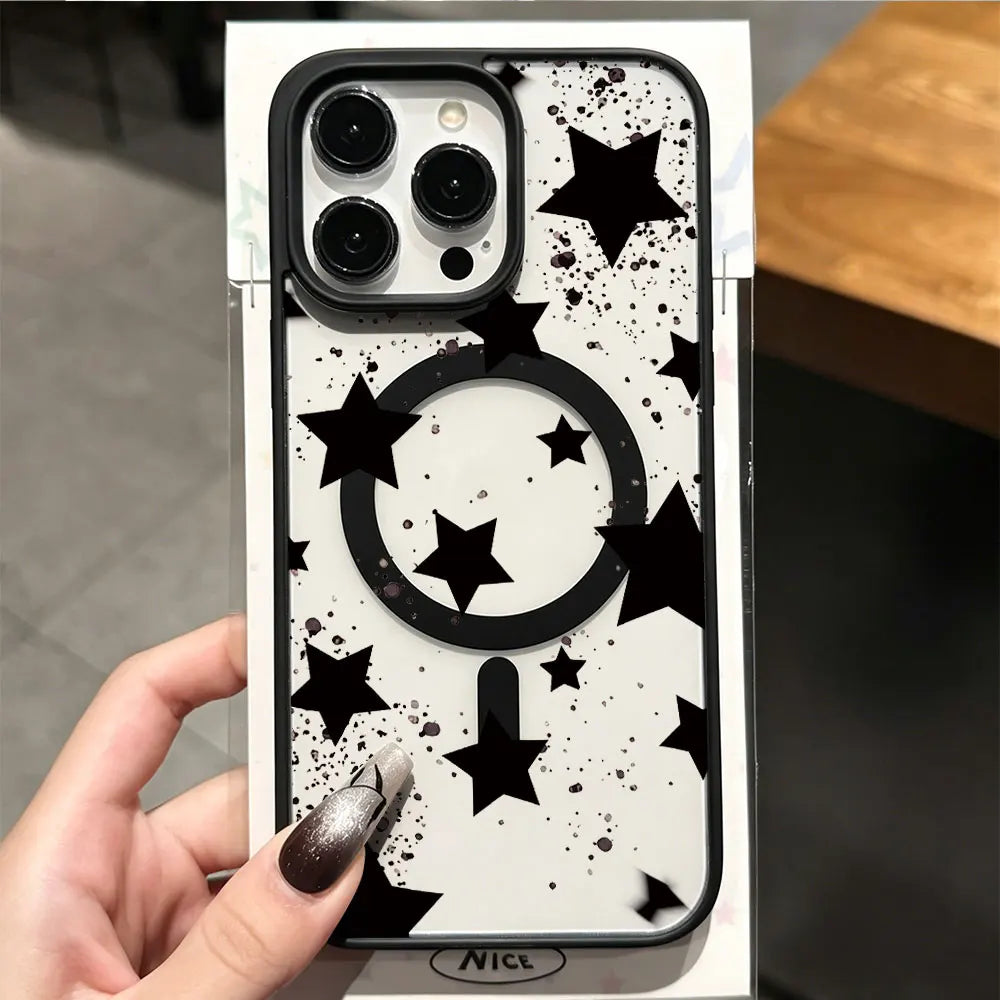For Magsafe Phone case For iPhone 17 16 15 14 13 12 11 Pro Max 17Air 15 16 14 Plus Magnetic Matte Five Pointed Star Simple Cover