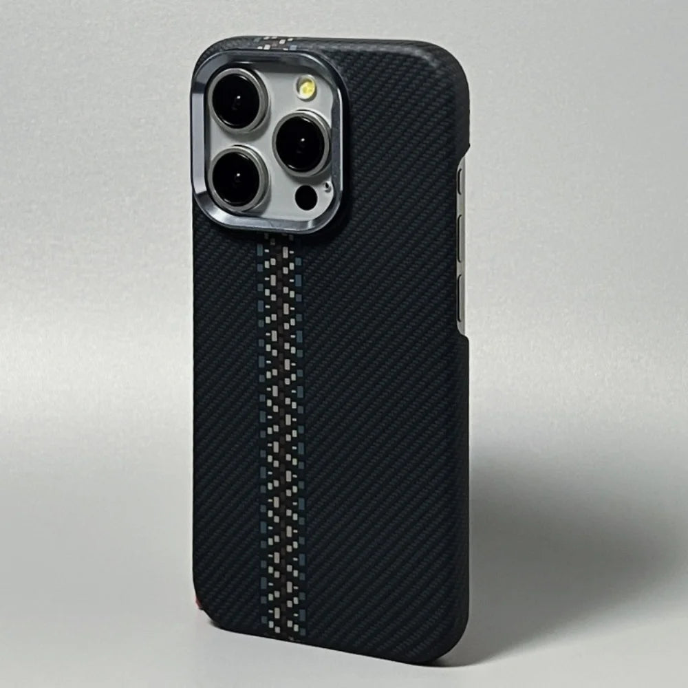 Magnetic Kevlar Texture High Quality Fiber For Magsafe Case For iPhone 17 16 15 14 18 Pro Max Metal Lens Frame Shockproof Cover