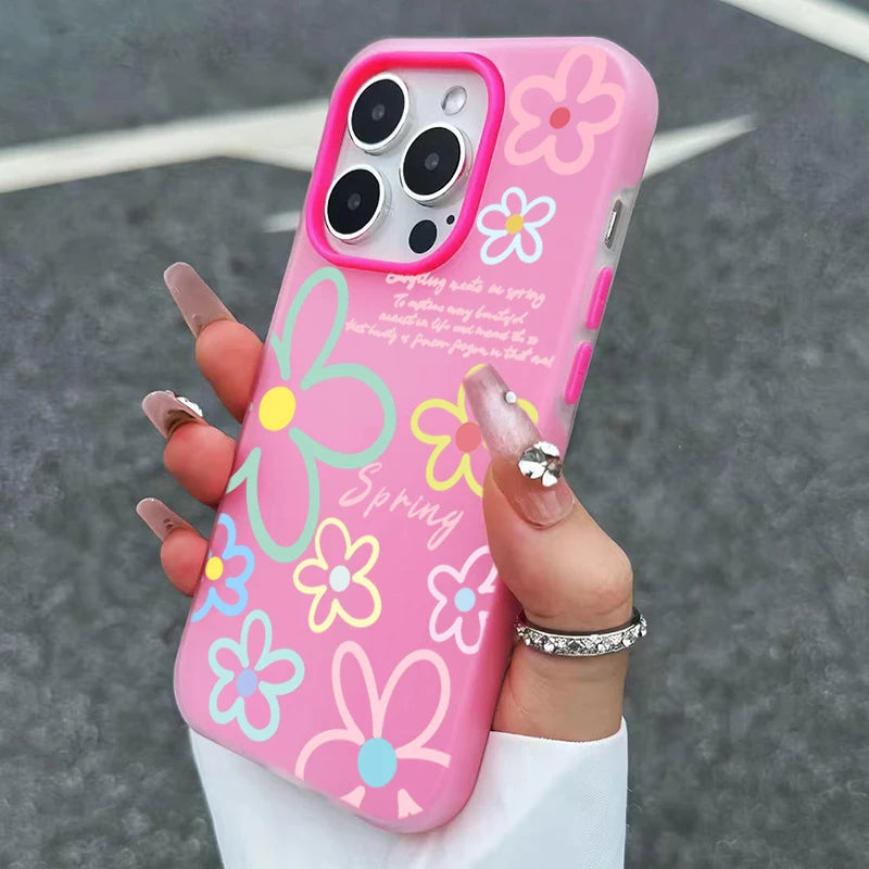 Spring Flower Pattern Phone Case For iPhone 18 17 16 Pro Max Cases iPhone 17e 16e 11 15 12 13 14 Pro Max Air X XR 7 8 Plus Cover