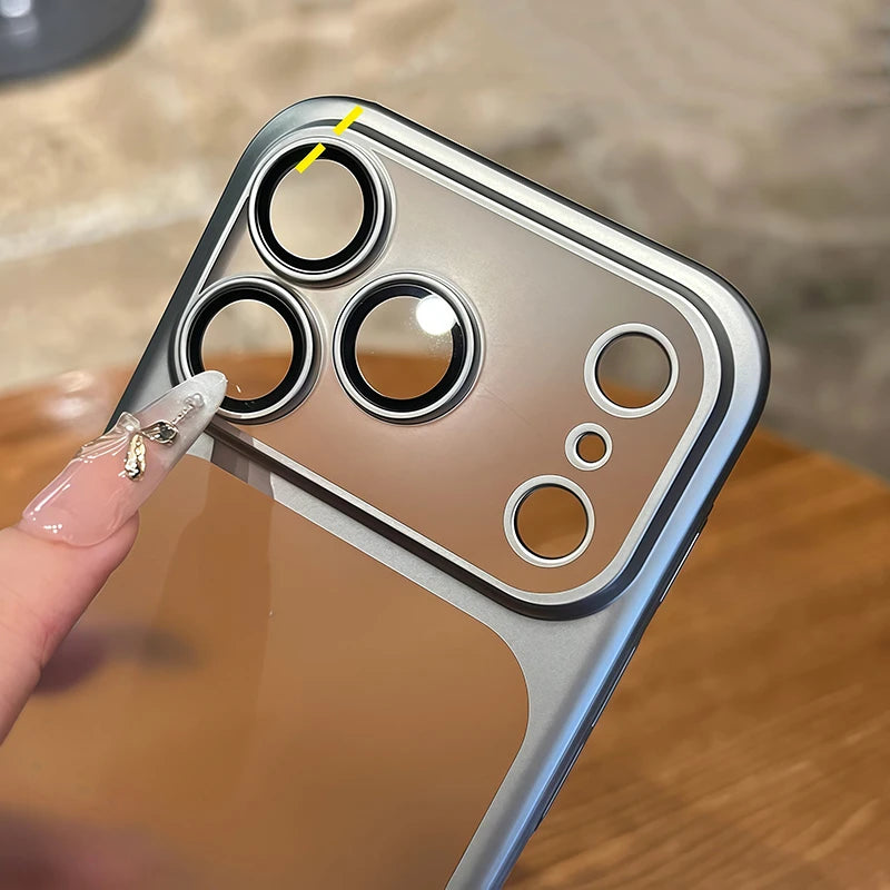 Luxury Plating Nano Matte Translucent Case For iPhone 18 17 16 Plus 15 14 13 Pro Max Air Lens Protection Matte BackPlate Cover