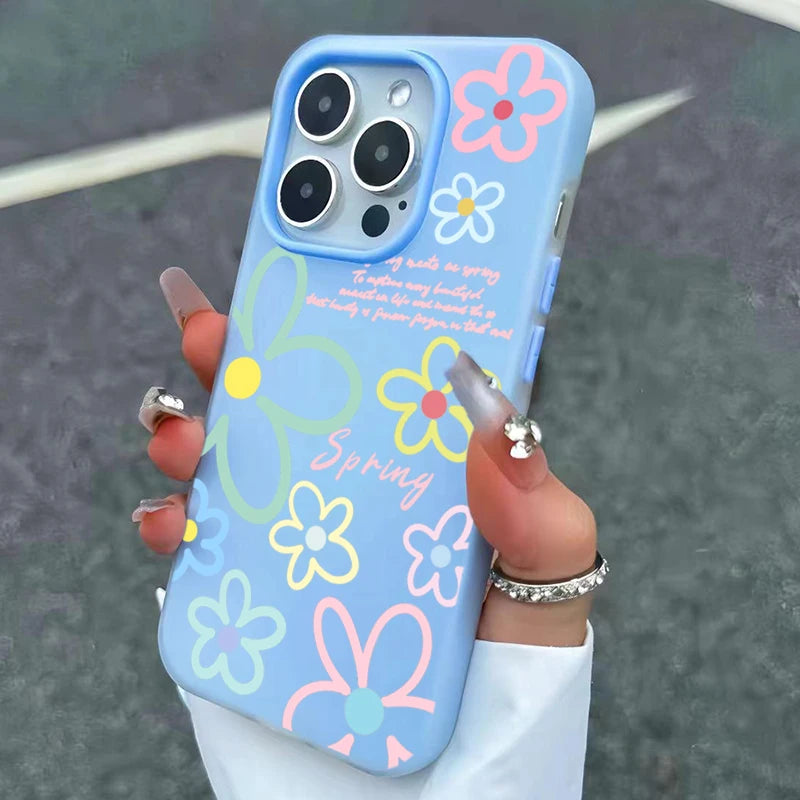 Spring Flower Pattern Phone Case For iPhone 18 17 16 Pro Max Cases iPhone 17e 16e 11 15 12 13 14 Pro Max Air X XR 7 8 Plus Cover