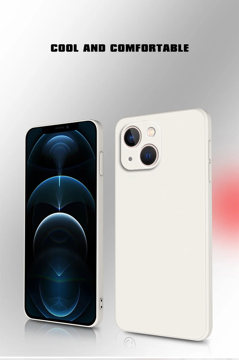 Square Square Liquid Silicone Phone Case for iPhone 14 Plus 11 12 13 14 Pro Max 12 13 mini Luxury Camera Protective Cover
