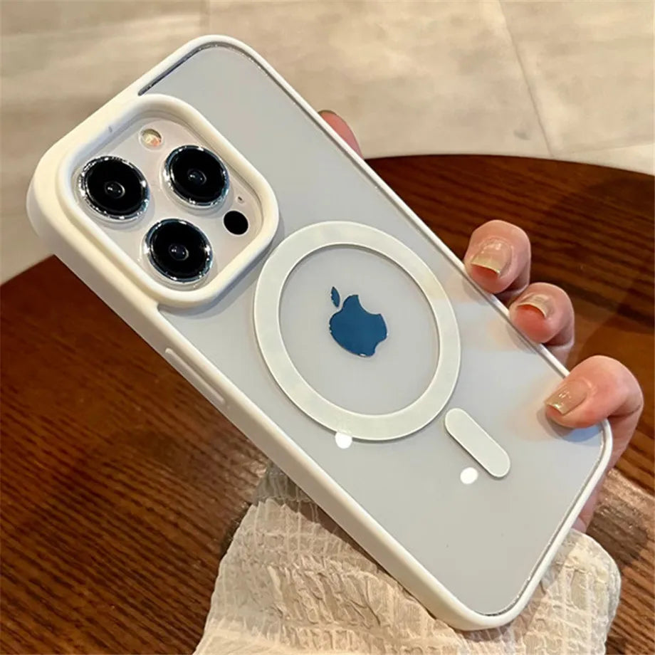 Luxury Magnetic Wireless Charge For Magsafe Case for iPhone 16 15 14 Plus 13 12 11 Pro Max Mini Soft Bumper Transparent Cover