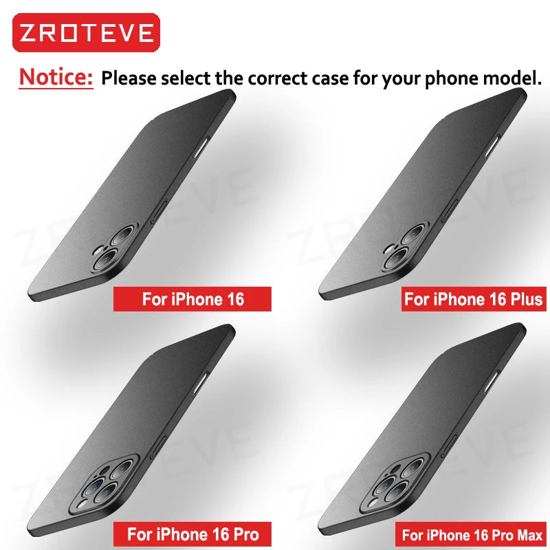 For iPhone 18 17 16 Pro Max 17e 16e 15 14 Plus 13 Mini Case ZROTEVE Ultra Slim Matte Hard PC Cover For IPhone17 Air Phone Case