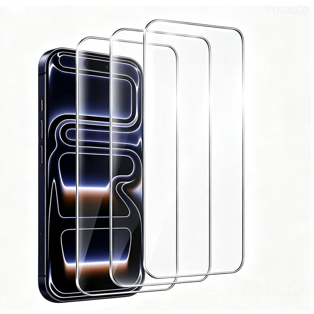 3Pcs Tempered Glass For iPhone 18 17 16 15 14 13 12 11 Pro Max Plus XR Oleophobic Coating Screen Protector Protective Glass Film