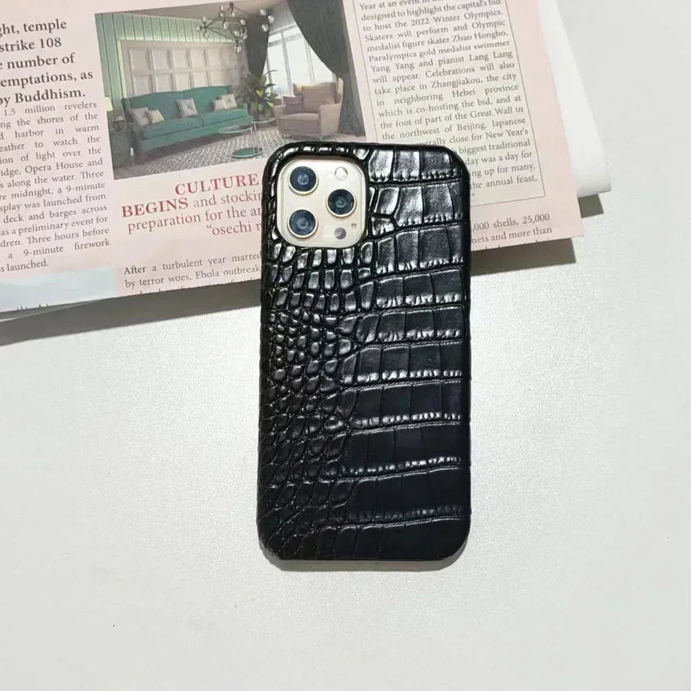 The New Model Is Suitable for iPhone 16plus Crocodile Pattern Phone Case 15promax 14pro 13 12 Anti Drop Hard PC Protection Cover