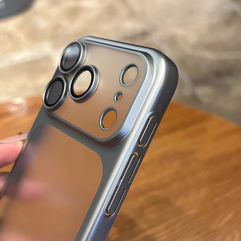 Luxury Plating Nano Matte Translucent Case For iPhone 18 17 16 Plus 15 14 13 Pro Max Air Lens Protection Matte BackPlate Cover