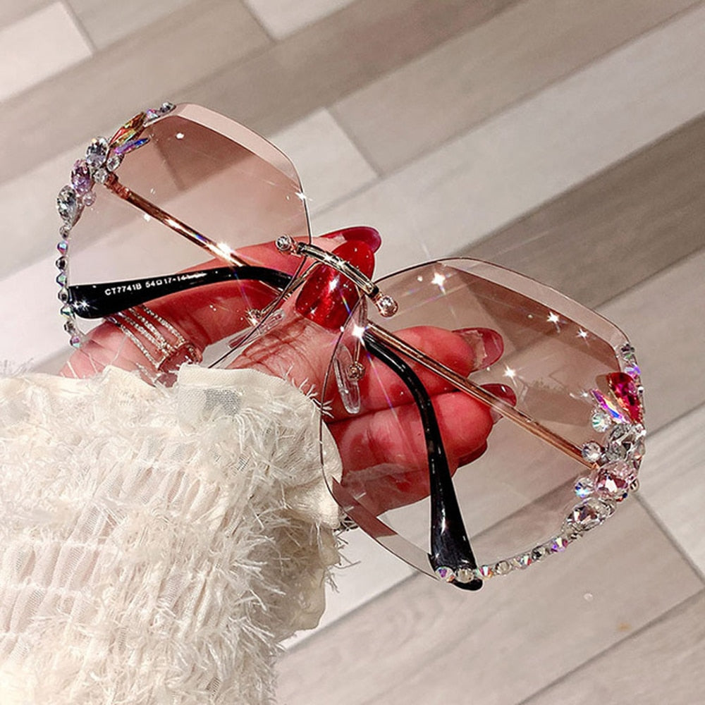 Rhinestone Rimless Sunglasses